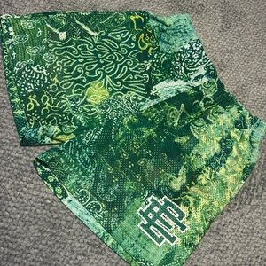 Eric Emanuel Green and White Patterned Shorts 100% AUTHENTIC STEAL